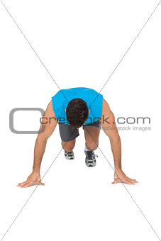 Determined young man doing push ups