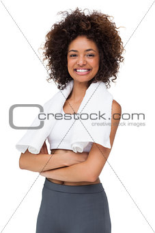 Portrait of a fit young woman with towel