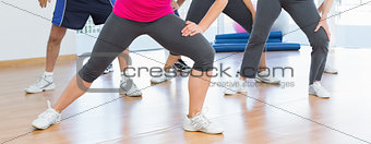 Low section of people doing power fitness exercise