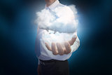 Businessman presenting cloud