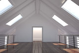 White room with skylights