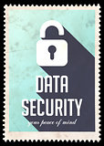 Data Security on Blue in Flat Design.