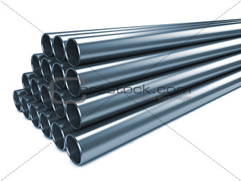 Steel Pipes Isolated on White Background.