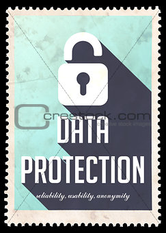 Data Protection on Blue in Flat Design.