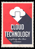 Cloud Technology on Red in Flat Design.