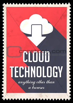 Cloud Technology on Red in Flat Design.