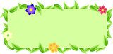 Green border made of leaves and flowers with space text