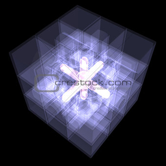 Several cubes connected by one core. X-ray