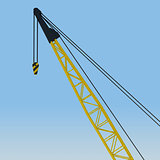 Crane boom against the blue sky