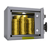 Gold coins in a safe
