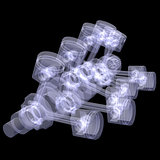 Crankshaft and pistons. X-ray