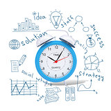 Alarm clock with business sketches