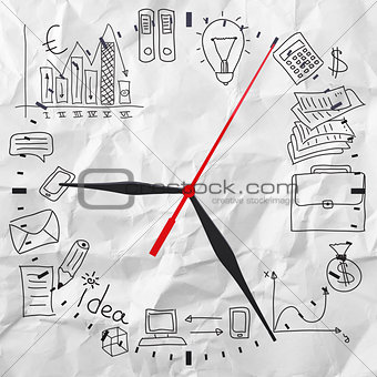Clock with business sketches