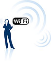 Young business woman and wifi communication concept