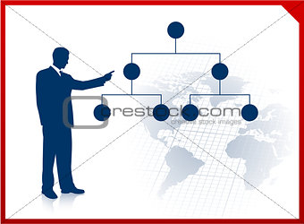 Businessman with Diagram and world map background