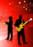 Live Music Band on red background