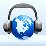 Headphones on Globe