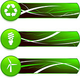 Green Nature Icons on Internet Buttons with Banners