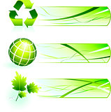 Green Nature Icons  with Banners