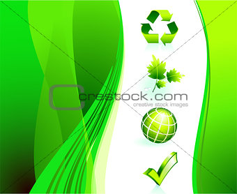 Nature Icons on Abstract Internet Background