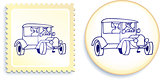 Old Styel Car on Button and Stamp Set