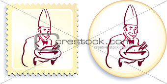 Chef on Button and Stamp Set