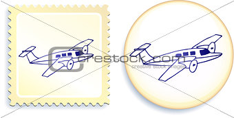 Airplane on Button and Stamp Set