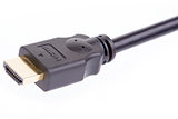 Black hdmi cable on pure white background