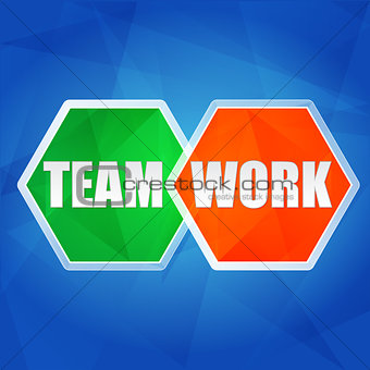 teamwork in hexagons, flat design