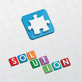 solution and puzzle piece, flat design
