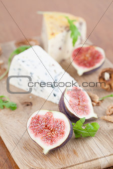 Cheese board with figs and nuts