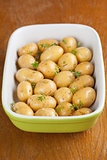 Roasting baby potatoes with thyme