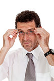 adult businessman with glasses portrait isolated