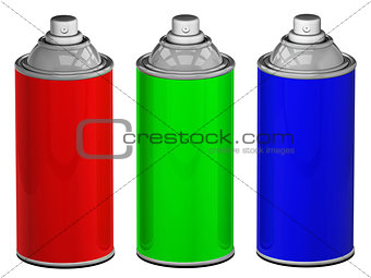 Color spray cans isolated