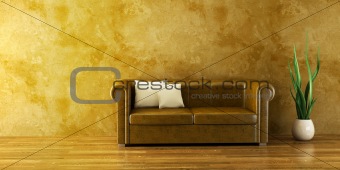 lounge room with leather couch