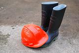 Hard Hat and Rubber Boots