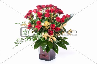 Red roses in vase