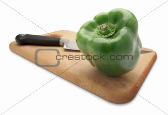 Green Bell Pepper and Knife
