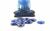 Blue healing stones and blue buddha.