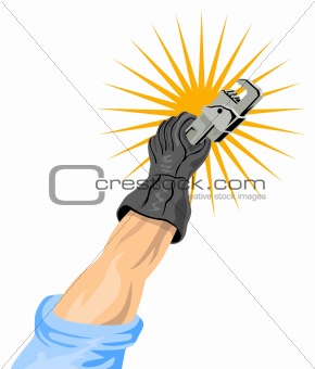 Hand with wrench
