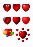 Valentine heart vector icon set