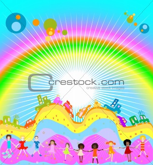 kids and rainbow