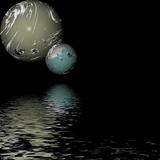 moody planets over water