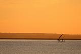 Mozambican dhow at sunset