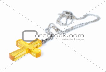 Amber Cross With Small Chain