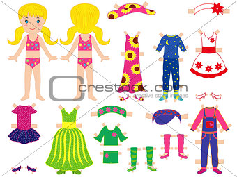 Paper doll and clothes set for her 