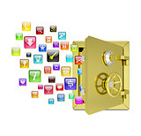Application icons in the open safe