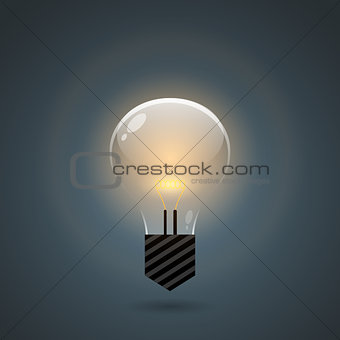 Glowing bulb on dark background