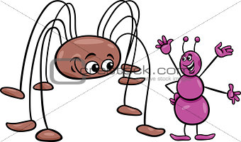 ant and opilion cartoon illustration