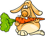 lop rabbit with carrot cartoon